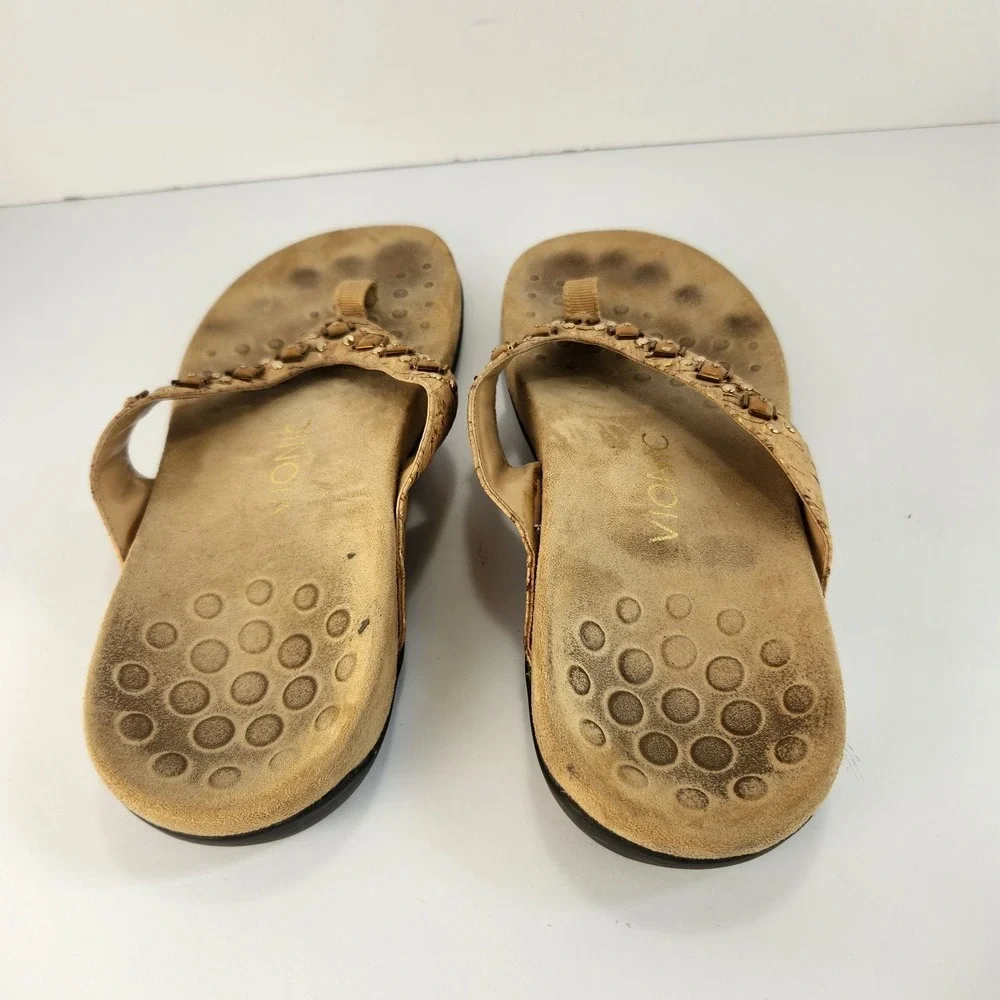 Vionic Floriana Women's 8 Gold Shimmer Orthotic Flip Flop Sandals Comfort
